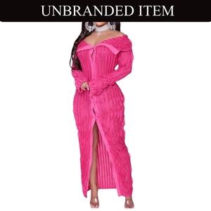DRESS: Hot Pink Sheer Off Shoulder Ruffle Dress, NWOT